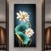 Abstract Flower Picture Canvas Painting New Chinese Golden Luxury Lotus Posters and Prints Wall Picture for Porch Home Decor