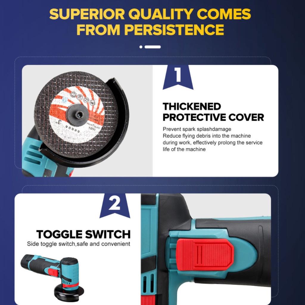 12V Mini Angle Grinder Cordless Electric Angle Grinder For Metal Wood With 2pcs Battery Diamond Cutting Wheel