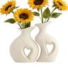 2 Pieces Heart Shaped Ceramic Vase Modern Vases Weddings Decorative Vase Home Decor For Bedroom Living Dining Room