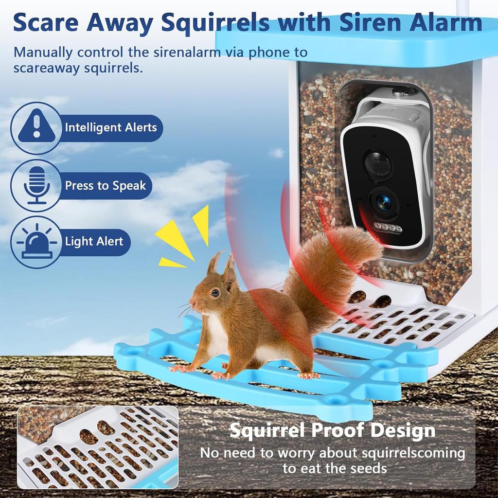 Krmítko pro ptáky s 5MP fotoaparátem Solární krmítko pro kolibřík pro ptáky Smart Identify Bird Species