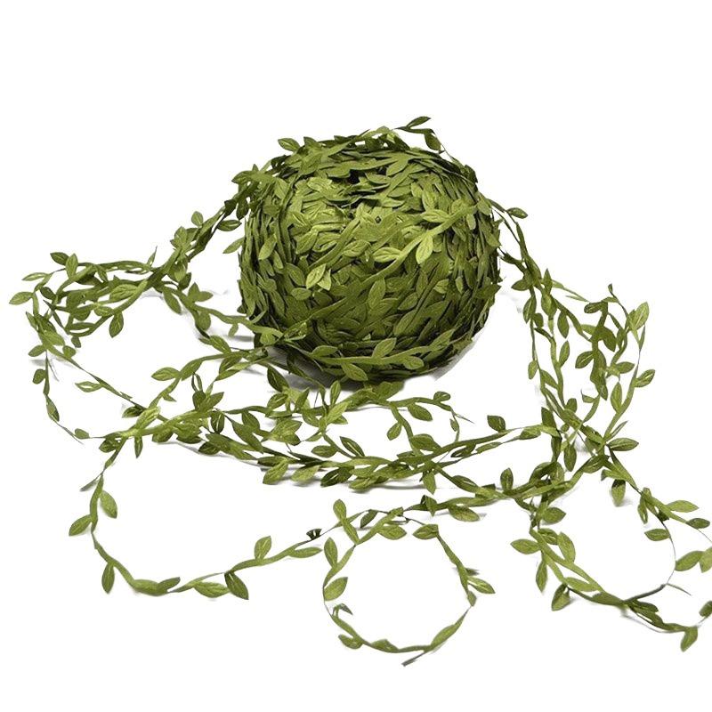 1VOLUME Decorazione corona intrecciata in rattan di seta con foglie verdi fai-da-te, materiale per corona fatta a mano con piante verdi, forniture per tessitura