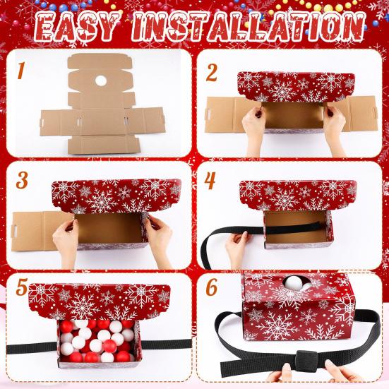 Weihnachtskugel-Schüttelset mit 20 Schaumstoffkugeln, Befestigungsband, 24 cm Box, für drinnen und draußen, Familienspaß, Weihnachtsdekoration