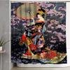 Japanese Traditional Funny Cherry Blossoms Beautiful Kimono Geisha Girl Design Fabric Bathroom Shower Curtain Home Decor