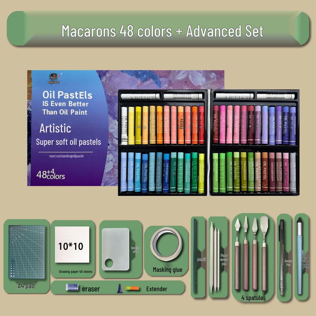 48-Color Super Soft Oil Pastels Set with Scraper - Child's Painting Kit
