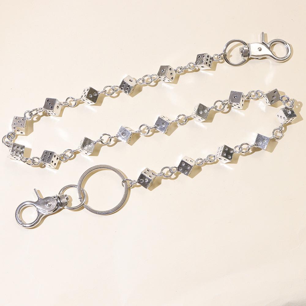 Punk Style Metal Dice Pant Chain – Versatile Hip Hop Rock Waist Accessory for Men and Women