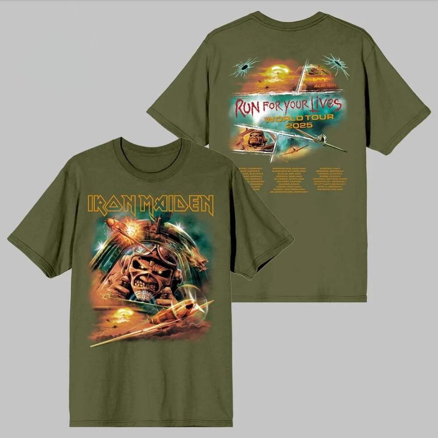 Iron Maiden Run For Your Lives 2025 Tour T-Shirt – Aces High Eddie Graphic Tee