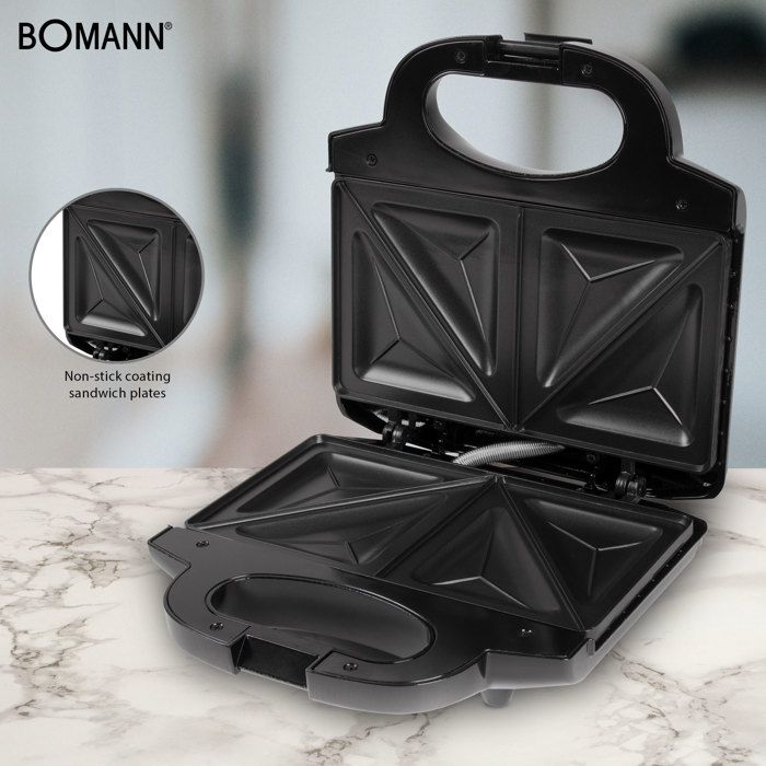 Toaster Sandwich Maker Croque-Monsieur Stainless Steel Bomann ST 1372 CB 750W Black/Silver