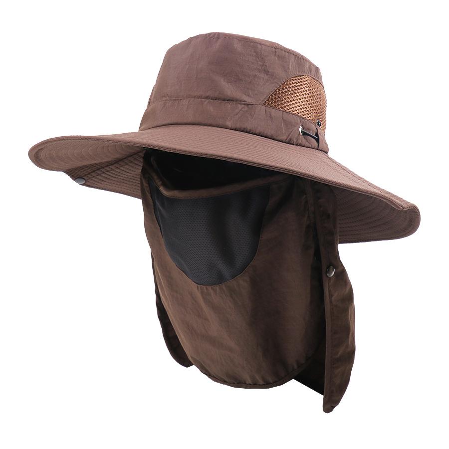 Outdoor sunscreen cap men's new summer sunshade face protection shawl removable big eaves neck protection mountaineering fisherman hat
