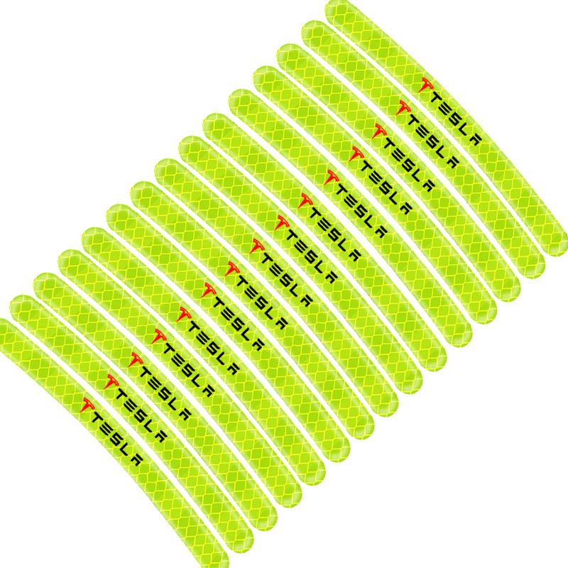 Car Wheel Hub Reflective Stickers Tire Rim Luminous Accessories For Tesla Model 3 Model X S 2016-2020 Decals TM3 TMX TMS Decal