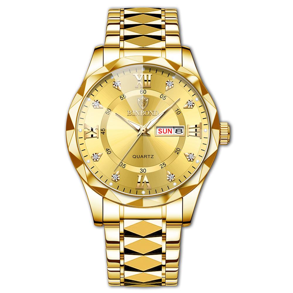 BINBOND Top Brand Luxury Fashion Quartz Watch Men Waterproof Week Date Clock Stainless Steel Sport Watch Men Quartz Wristwatch