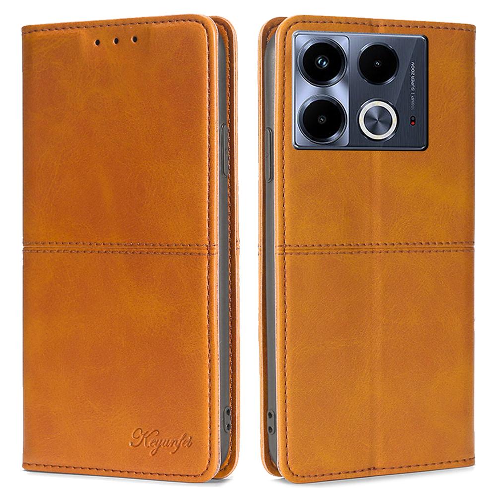 For Infinix Note 40 Case PU Leather Cowhide Texture Phone Cover Magnetic Absorption