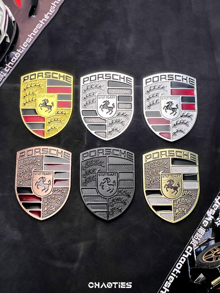 3D Metal Car Hood Front Modification Sticker Body Decorative Decal For Porsche Cayenne Panamera Macan 911 718 918 Taycan Boxster