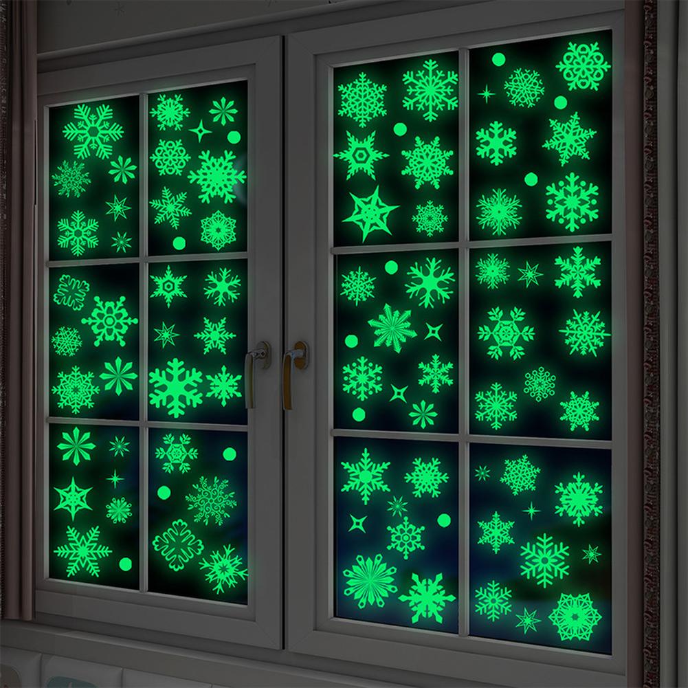 Christmas Window Clings For Glass Windows, 9 Sheets Christmas Window Decals, Glow In The Dark Snowflakes Christmas Window Stickers For Holiday Decorat