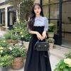 Design French Dress Women's Summer New Large Size Fat Mm Fake Two Pieces Thin College Style Short Sleeve Long Skirt