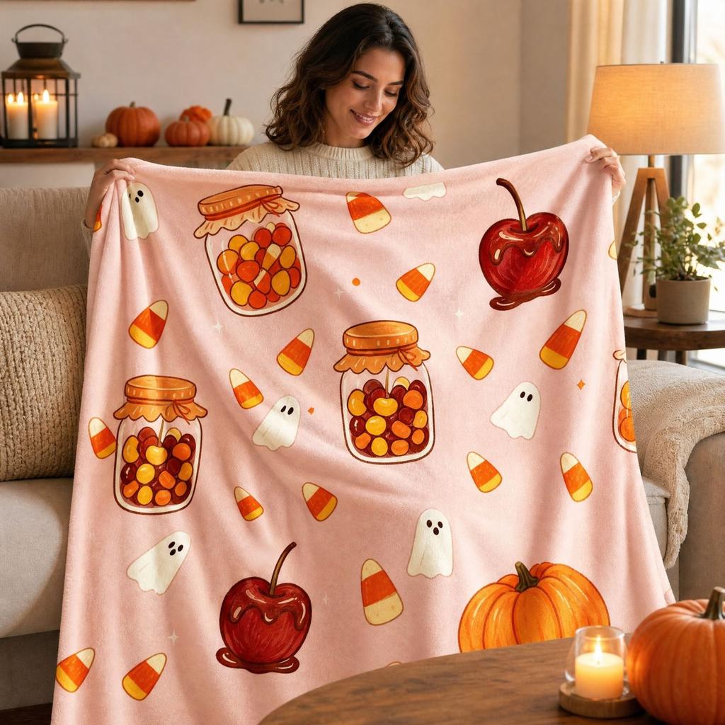 Cozy Halloween Flannel Blanket Soft Throw for Bed Couch and Sofa