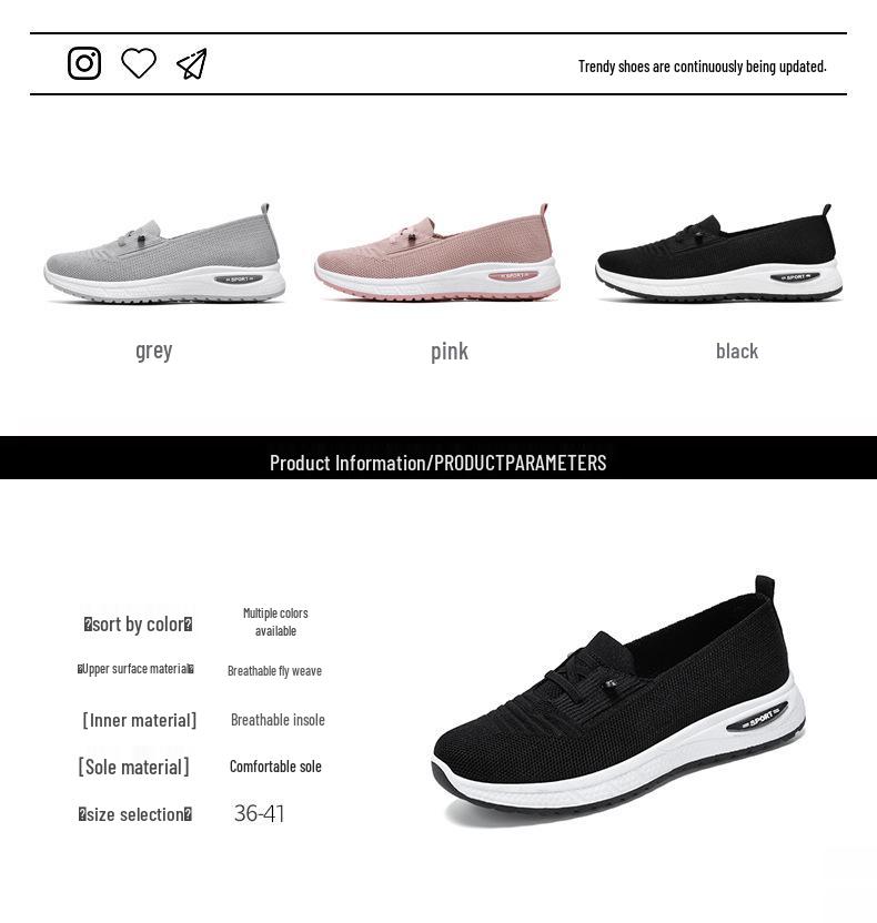 Plus Size Women's Flyknit Breathable Slip-On Canvas Casual Shoes