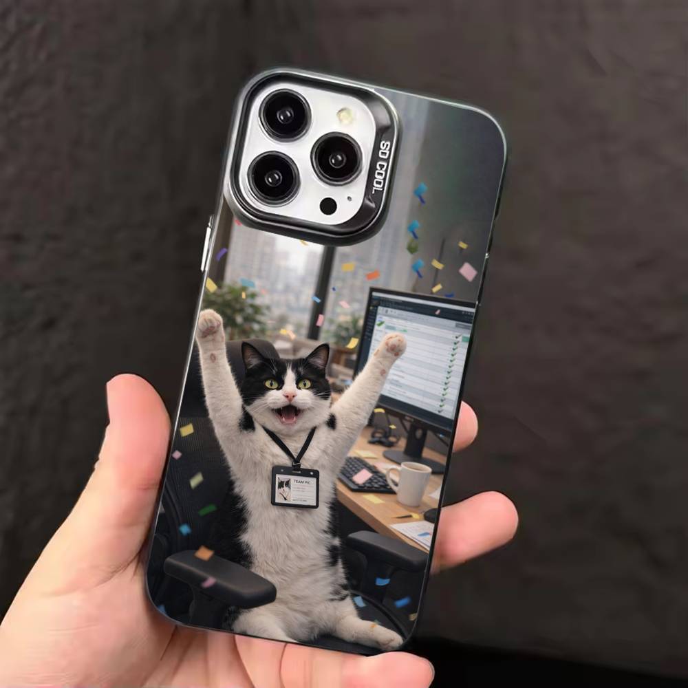 Funny office cats  Phone Case For iPhone 17,16,15,14,13,12,11,Pro Max,Plus Candy Silver Cover
