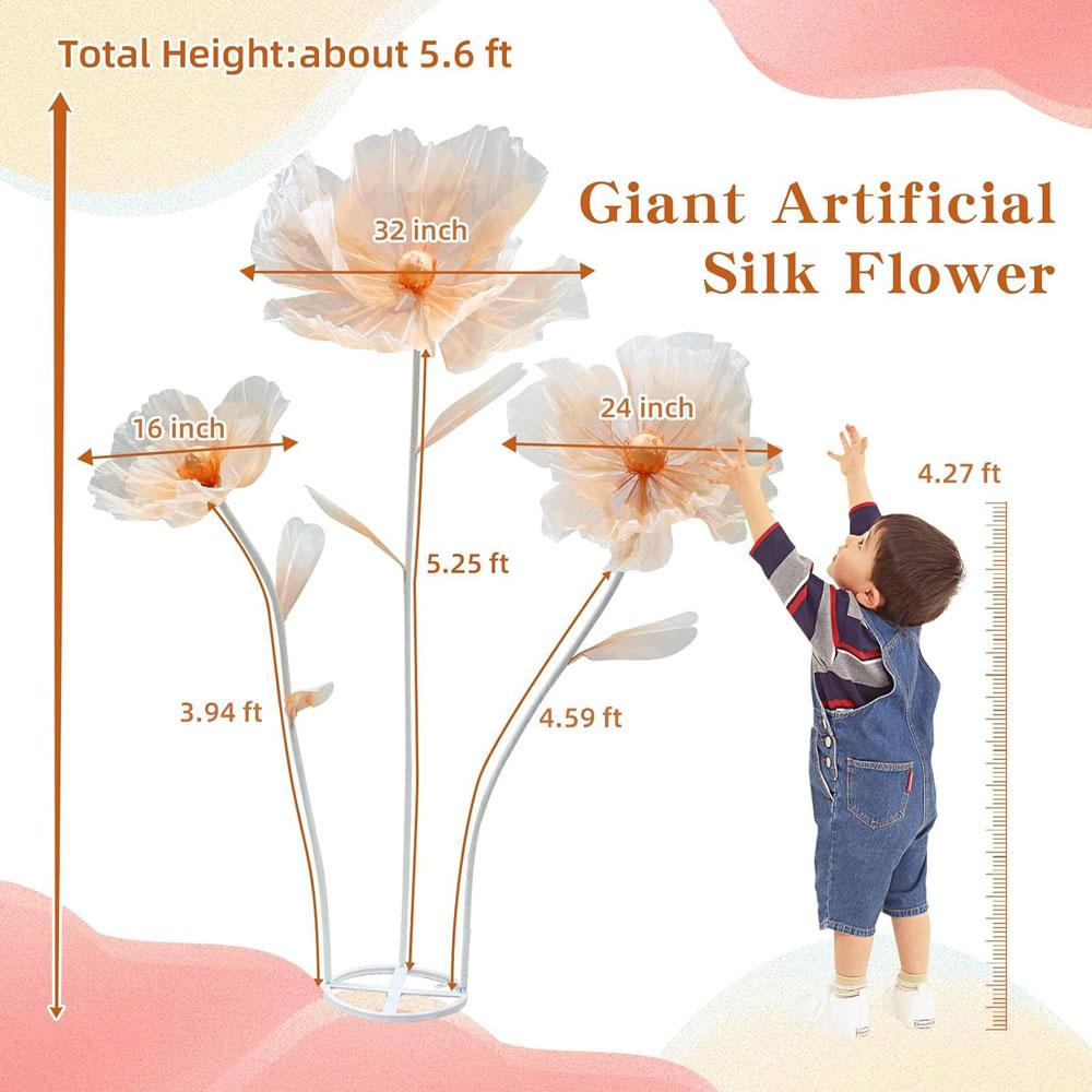 3pcs Wedding Decorations for Reception Giant Flowers for Decoration,Big Artificial Silk Flowers for Party Banquet Background