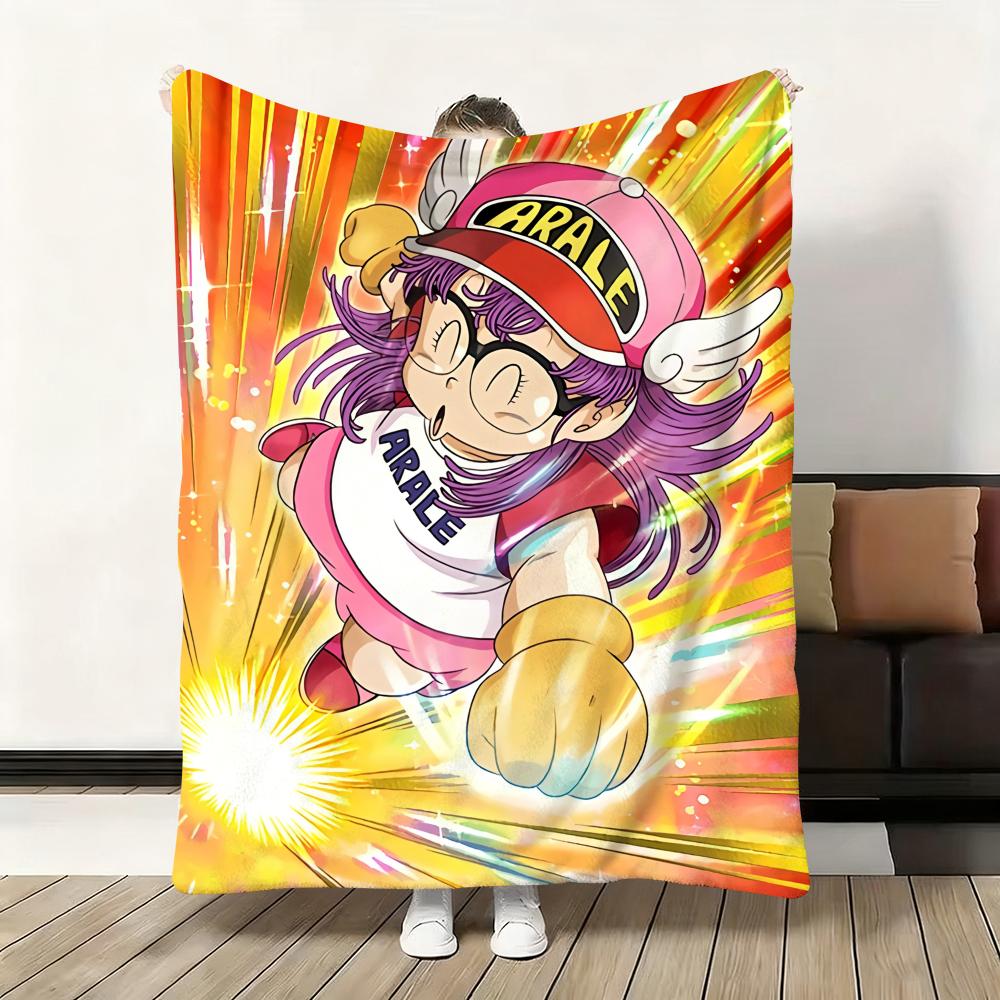 Kawaii A-Arale Anime Throw Soft Flannel Blanket Warm Knee Skin-Friendly Throw for Sofa Office Bed Traveling Winter Oversize