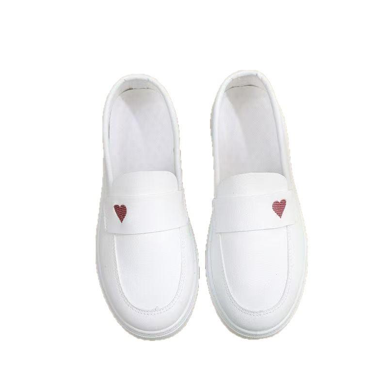 Damenschuhe mit weicher Sohle, atmungsaktive, dicksohlige, rutschfeste, atmungsaktive weiße Schuhe mit einem Riemen zur Erhöhung der Höhe von medizinischen Schuhen