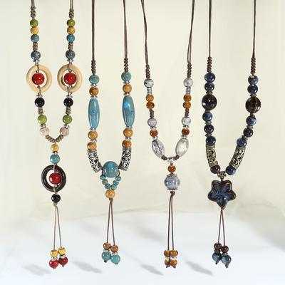 1pc Boho Bead Decor Flower Charm Necklace For Women For Daily Decoration Valentines