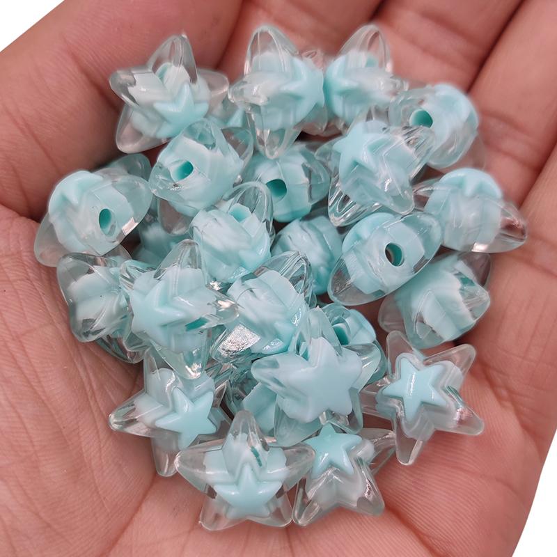 50Pcs 17mm For Jewelry Making Star Shape Loose Beads DIY Crafts Pendant Necklace Bracelet