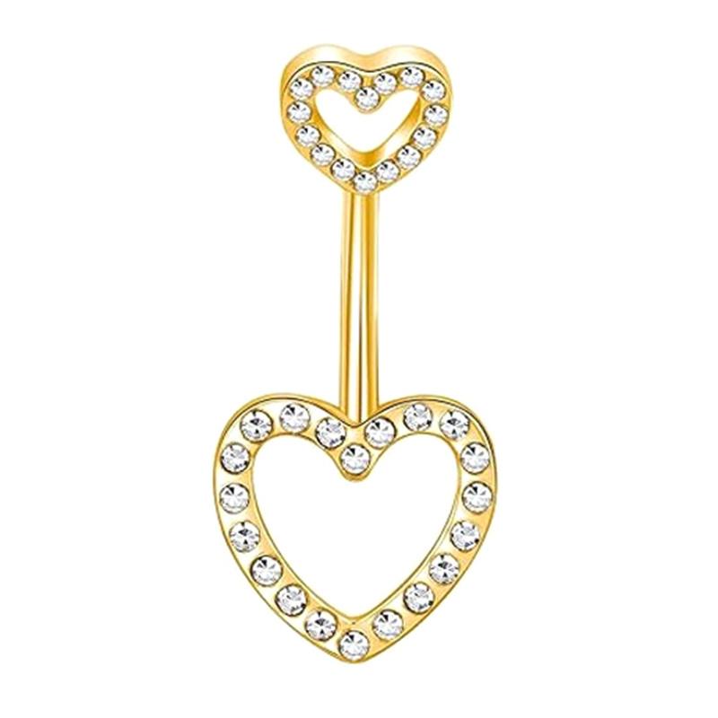 Love Heart Shaped Navel Nails Super Flash Zircon Babes Sexy Navel Ring Piercing Navel Nails