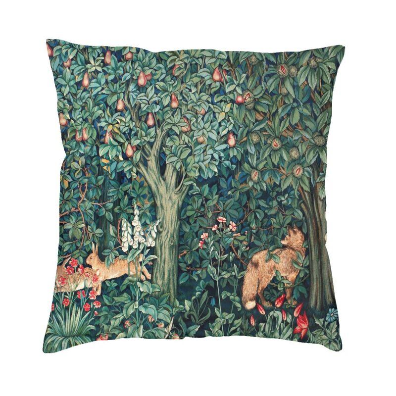 

Роскошный чехол для подушки с лисой и зайцами от William Morris 45x45 см, бархатный текстильный чехол с цветочным узором, наволочка для автомобильной наволочки 45x45cm 18x18in