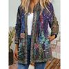 GMXIA Autumn and Winter Vintage Ethnic Style Printed Long Sleeve Hoodie Outside Cardigan Coat for Women