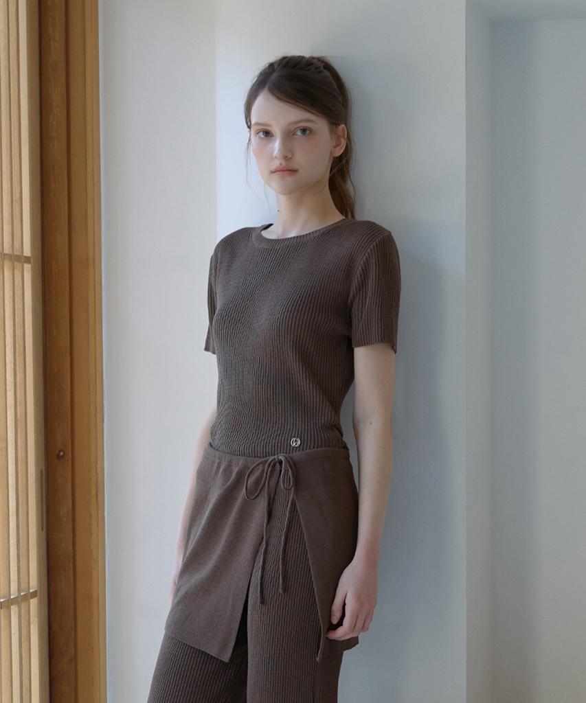 ODER Backless Ribbed Linen Pullover - Brown