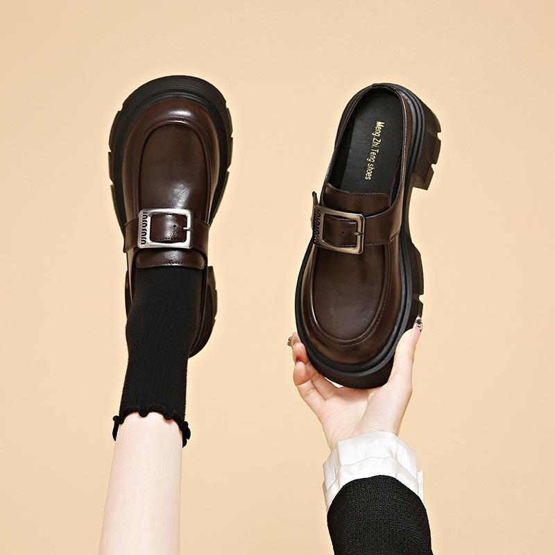 Mary Jane toc gros cap de geantă jumătate papuci de damă 2025 primăvară nou stil britanic pantofi mici din piele papuci loafeliang femei