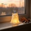 Halloween Ghost Cat Decoration 3D Printed Candle Holder, Spooky Figurine Statue for Table with Warm Light Tabletop Home Party Pla Ornament