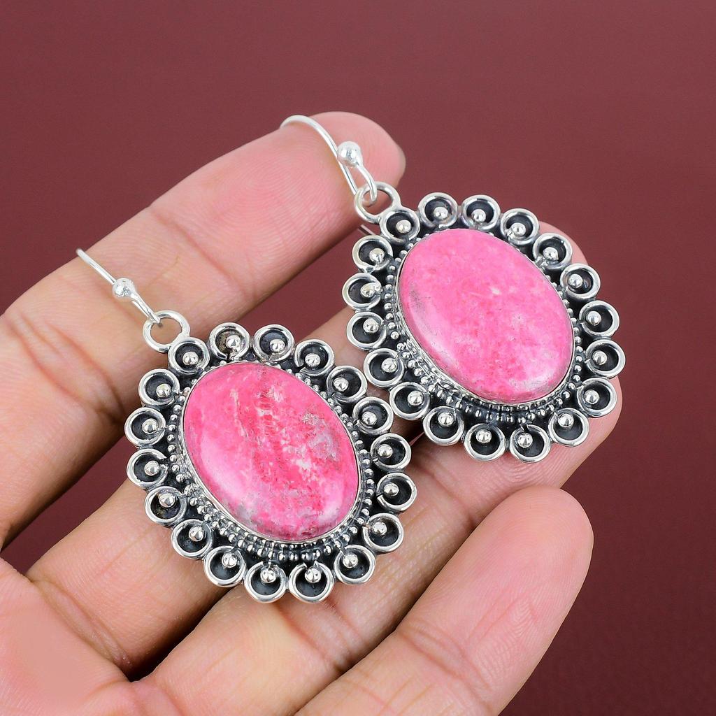 Thulite Earring 925 Sterling Silver Earring Handmade Jewelry Genuine Gemstone Earring Thulite Jewelry Designer Earrings Anniversary Gifts