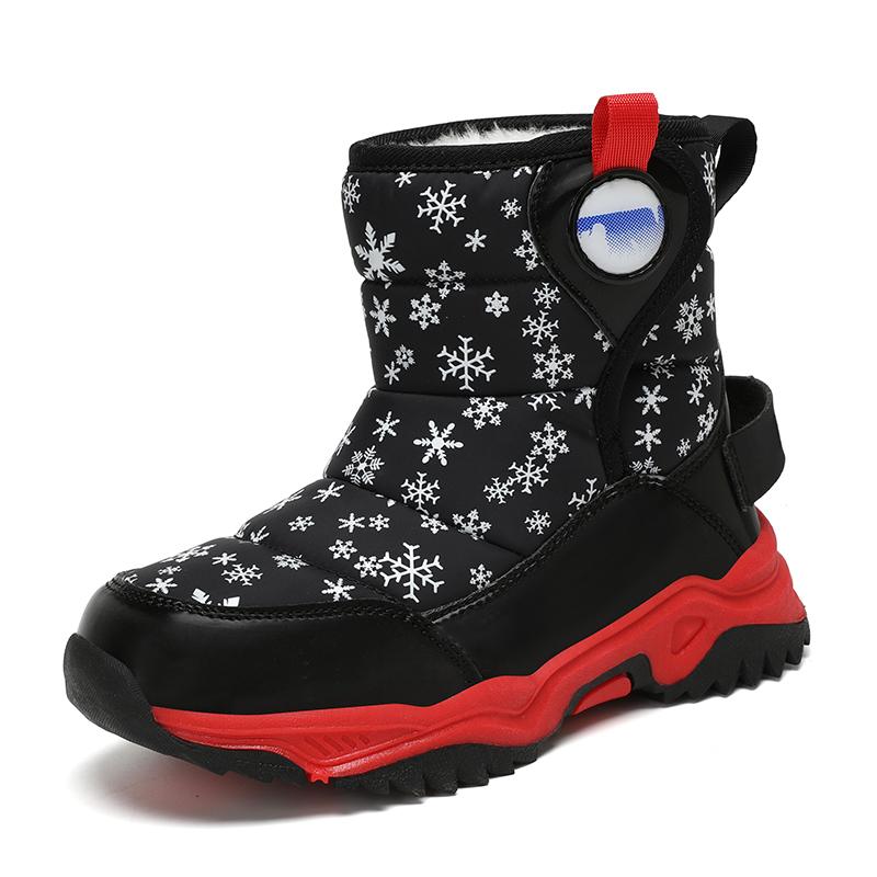Children's Snow Boots for Boys Sneakers Winter Kids Warm Snow Boots Sport Leather Shoes