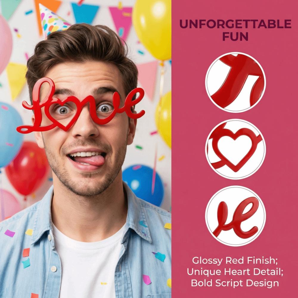 Party Valentine's Day Decorative Glasses Creative Red Love Glasses Love Shaped Glasses  Masquerade
