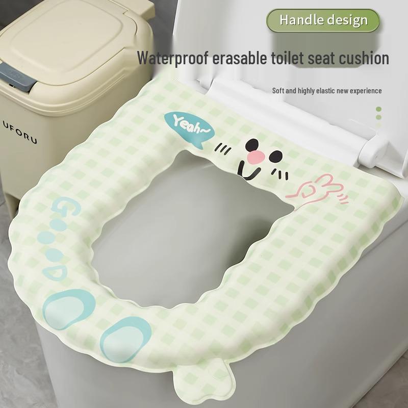 Waterproof EVA Washable Universal Toilet Seat Cover, All-Season Adhesive Thickened Pad.