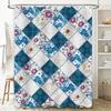 Blue Floral Patchwork Shower Curtain with White Plaid Decor Upgrade Your Bathroom Aesthetics for Home Decoration