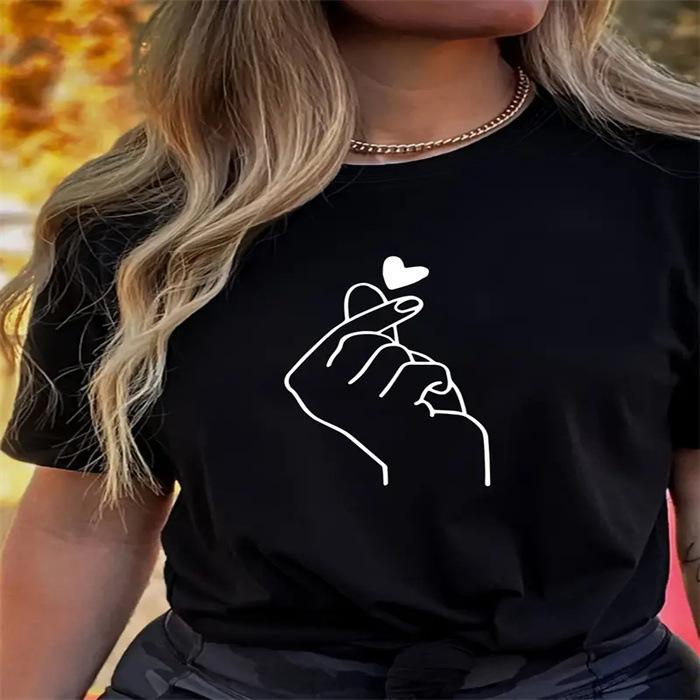 Short-sleeved T-shirt European and American Summer New Women's Fashion Casual Home Commuting Versatile Round Neck Short-sleeved T-shirt