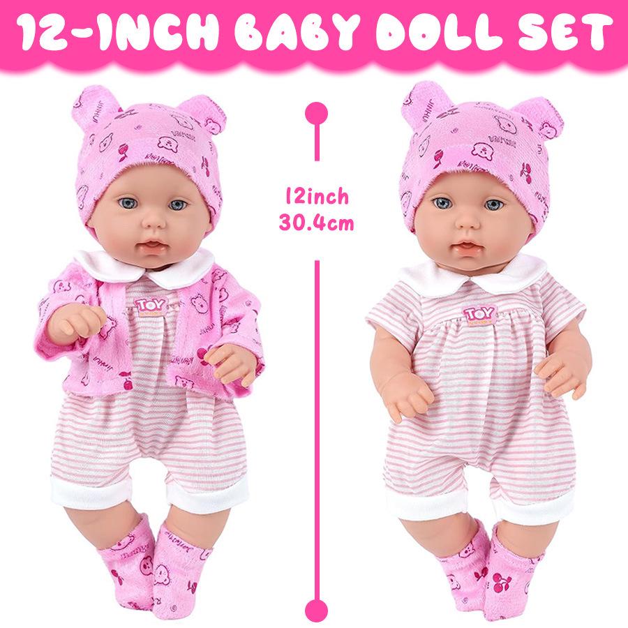 30CM Reborn Baby Doll Set - 12 Inch Children's Comfort Vinyl Doll