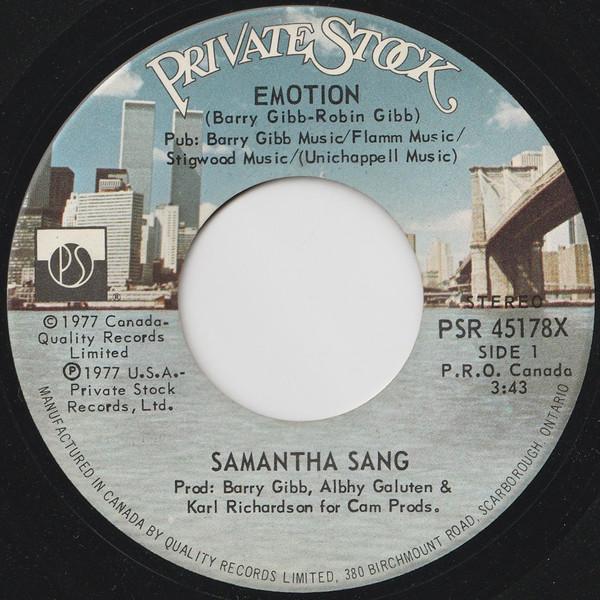 

7inch Record SAMANTHA SANG - Emotion PS45178 Private Stock 1977 US Soul/Funk Used