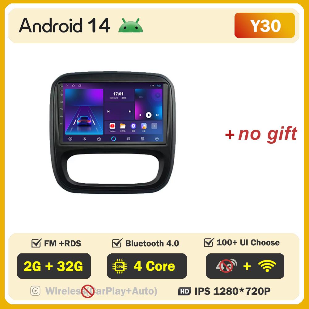 

Android 14 интеллектуальные автомобильные системы для Renault Traffic 3 2014 - 2021 для Opel Vivaro B 2014 - 2018 автомобильный радиоплеер стерео головное устройство