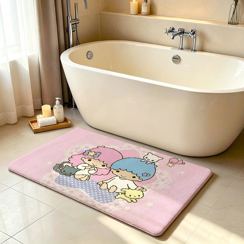 The Kawai L-Little Twin S-Star Cute Carpet Bathroom Anti-slip Mat Door Mat Home Decoration Mat Entrance Mat Scratch-resistant