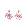 European and American cross-border summer vacation style earrings women, personalized color hand-woven raffia hollow flower earrings