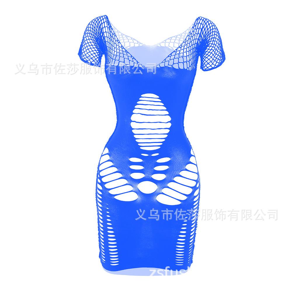 Sex underwear sexy fishing net mesh hip skirt one-piece tube top hollow perspective set