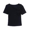 Summer New Women's Cotton T-shirts Short Sleeve Tops Trendy Elegant 3D Flower Designer Tees