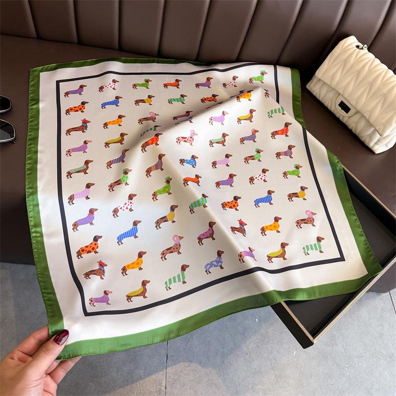 New puppy simulation silk printing silk scarf square scarf high-end shawl sunscreen neck professional scarf headscarf scarf