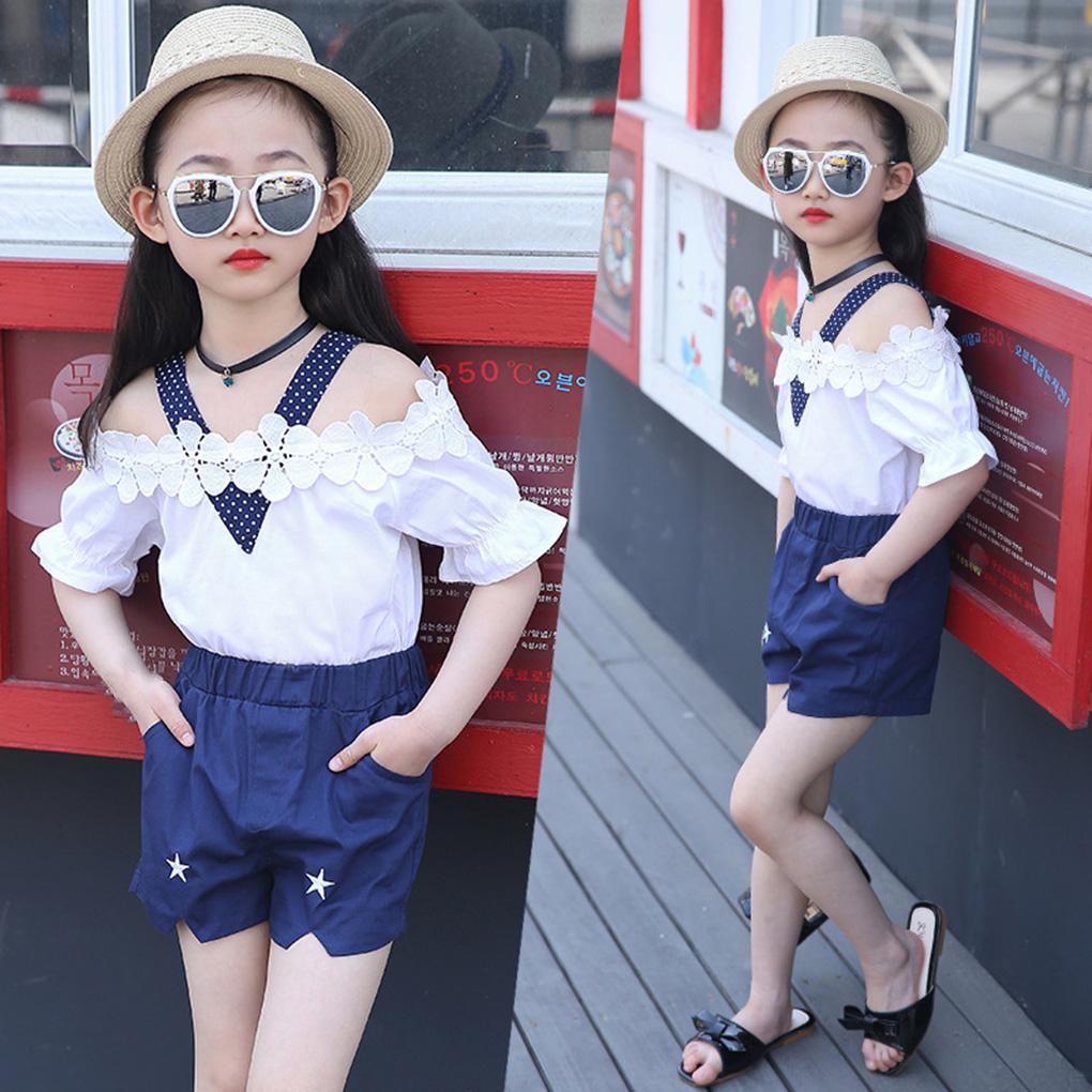 Kids Baby Girls Lace T-shirt Tops Pants Shorts Summer Outfits Clothes