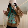 Crew Neck Red Christmas Tree Pullover Sweater Women's Autumn and Winter New Loose and Versatile Thickened Knitted Sweater Top