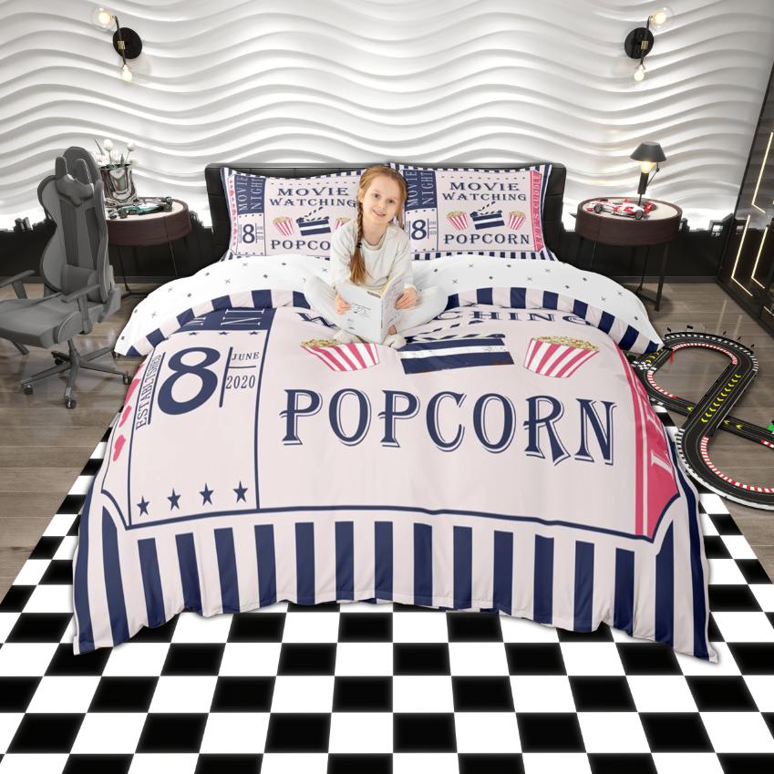 

Комплект пододеяльника Homewish на тему кино, Ретро комплект постельного белья, Комплект для спальни с принтом попкорна, Декор комнаты DE XS 100x135cm 2pcs&set