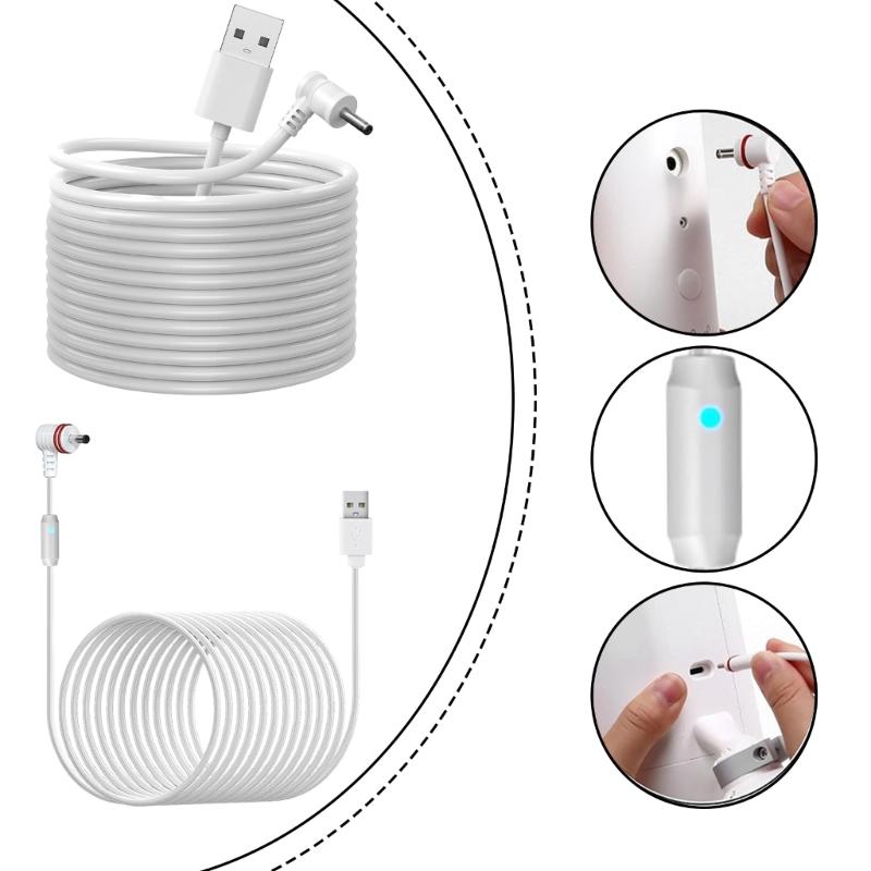 Extended Length Charges Cable Surveillances Power Cord Long Reaches Power Cord Power Supply Wire for Safety Monitoring